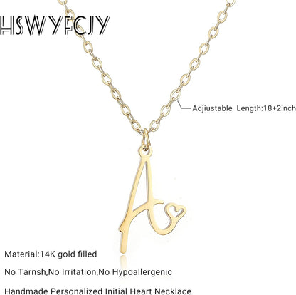 Initial Necklace for Women, Gold Dainty A-Z Letter Pendant with Heart Choker Necklace Jewelery Gifts,Personalized Cute Tiny Initial Pendant Necklace for Girls
