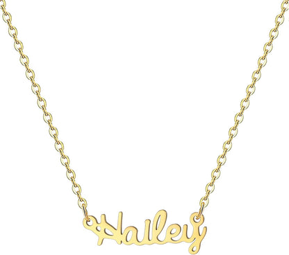 18K Gold Plated Stainless Steel Name Necklace Personalized Custom Name Necklace Customized Nameplate Necklace for Women