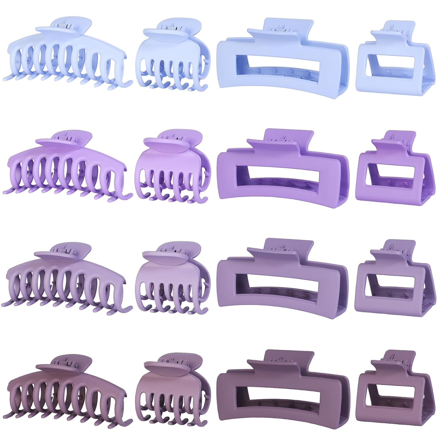 Hair Clip 16 Count for Women - Hair Claws for Thin Thick Curly Hair - Large and Small Matte Banana Clips - Strong Hold Nonslip Hair Claws - Various Sizes and Styles