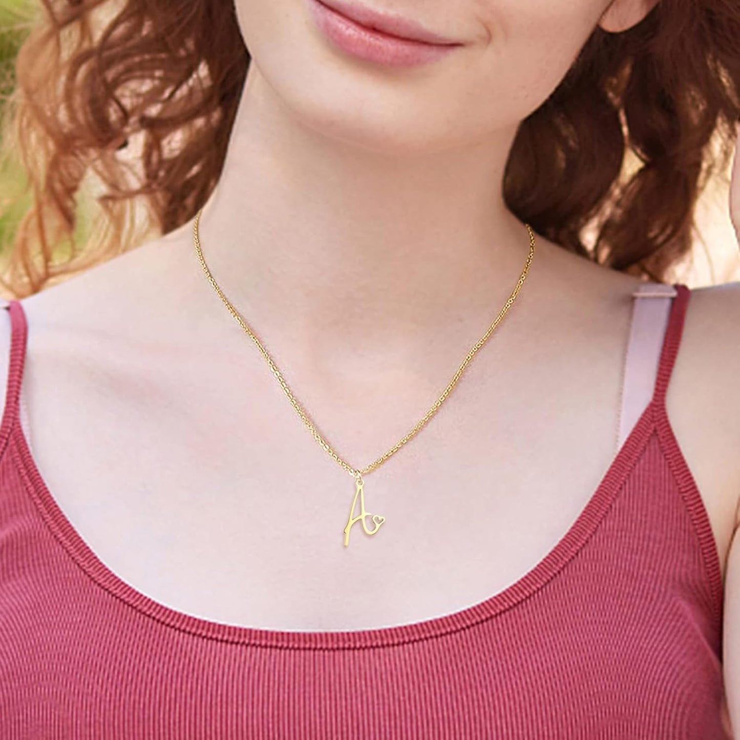 Initial Necklace for Women, Gold Dainty A-Z Letter Pendant with Heart Choker Necklace Jewelery Gifts,Personalized Cute Tiny Initial Pendant Necklace for Girls
