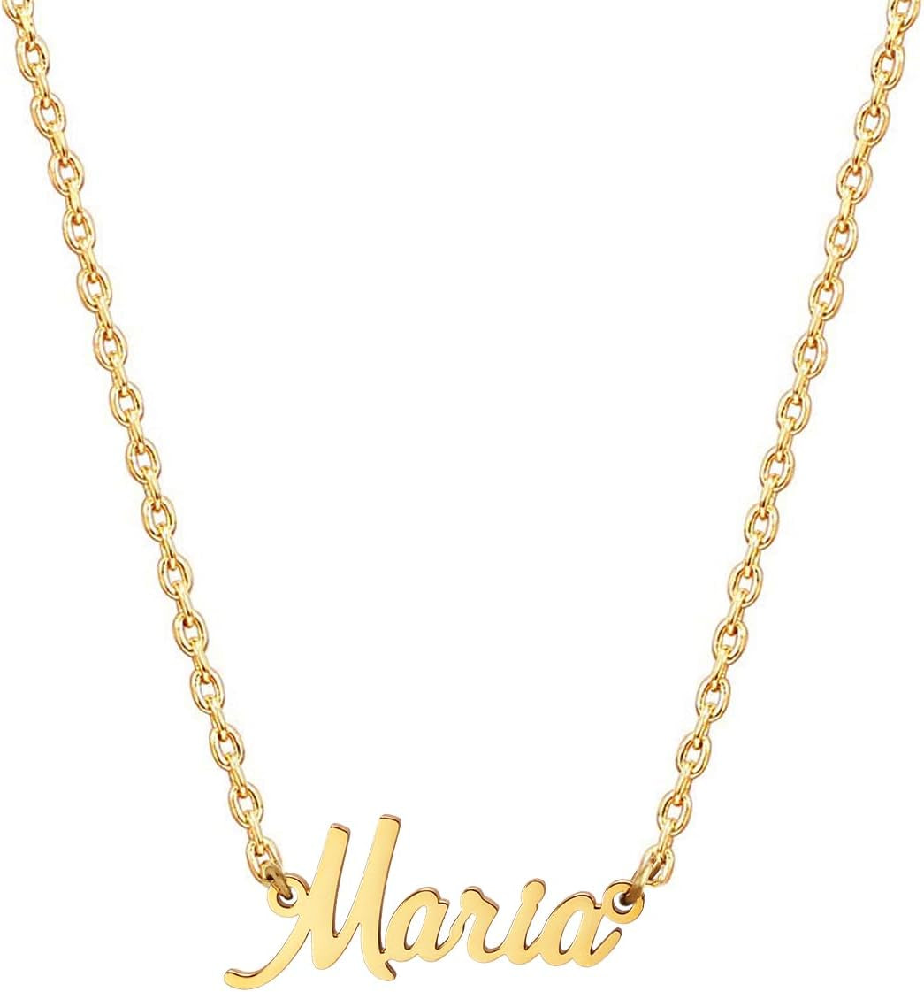 18K Gold Plated Stainless Steel Name Necklace Personalized Custom Name Necklace Customized Nameplate Necklace for Women