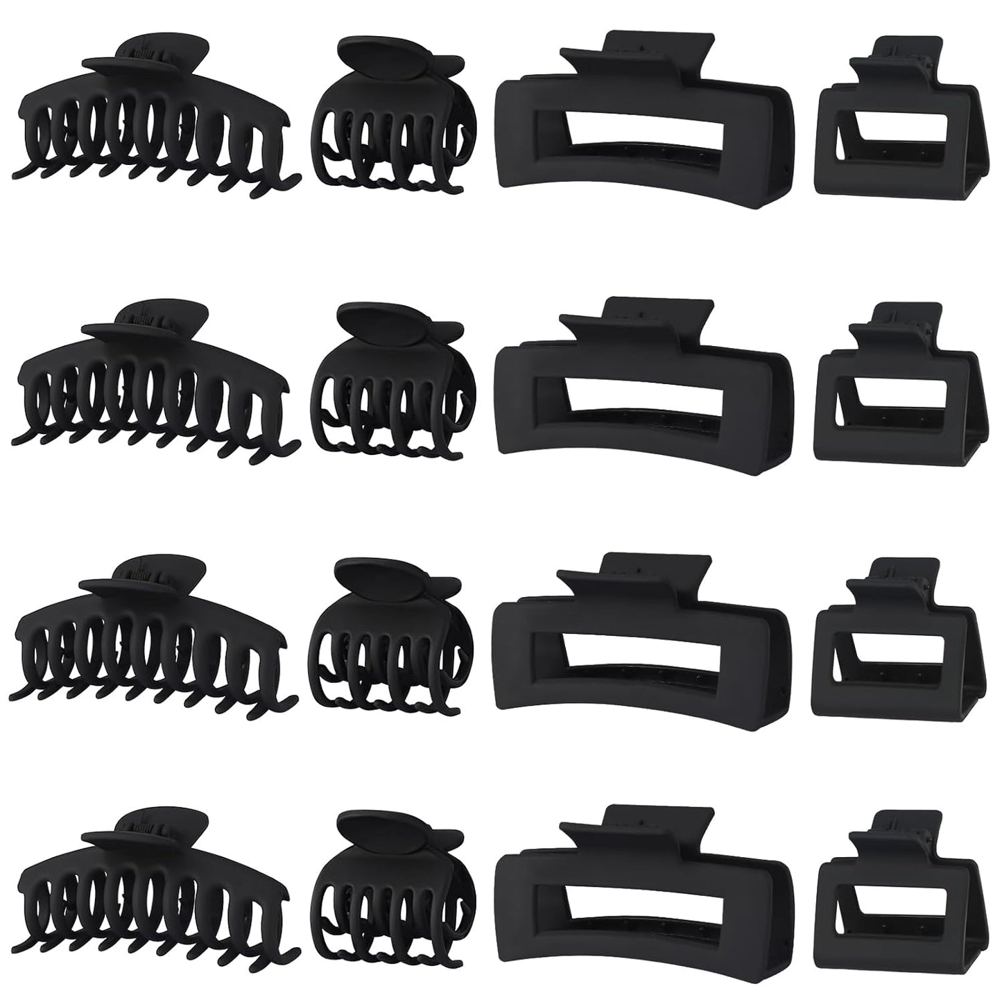 Hair Clip 16 Count for Women - Hair Claws for Thin Thick Curly Hair - Large and Small Matte Banana Clips - Strong Hold Nonslip Hair Claws - Various Sizes and Styles