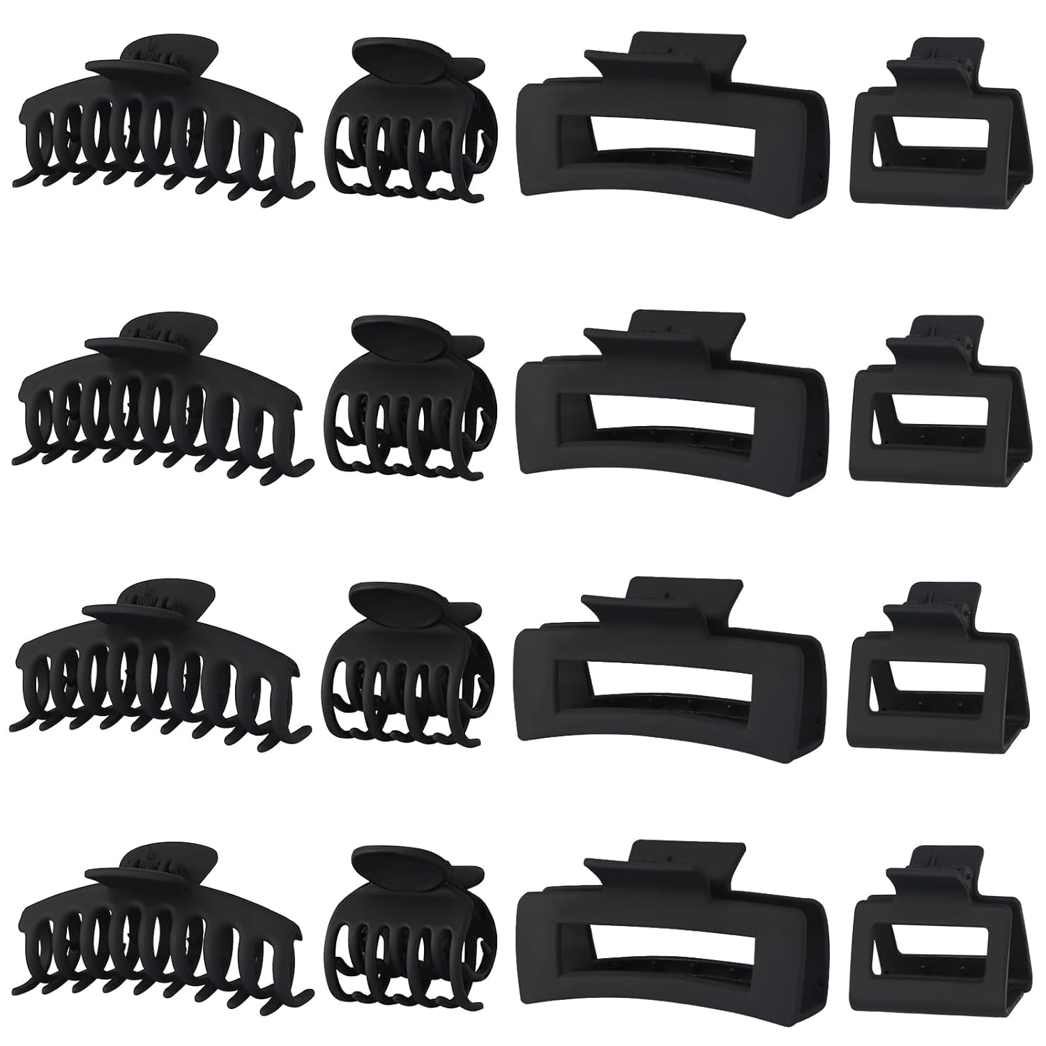 Hair Clip 16 Count for Women - Hair Claws for Thin Thick Curly Hair - Large and Small Matte Banana Clips - Strong Hold Nonslip Hair Claws - Various Sizes and Styles