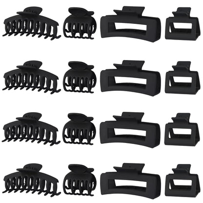Hair Clip 16 Count for Women - Hair Claws for Thin Thick Curly Hair - Large and Small Matte Banana Clips - Strong Hold Nonslip Hair Claws - Various Sizes and Styles