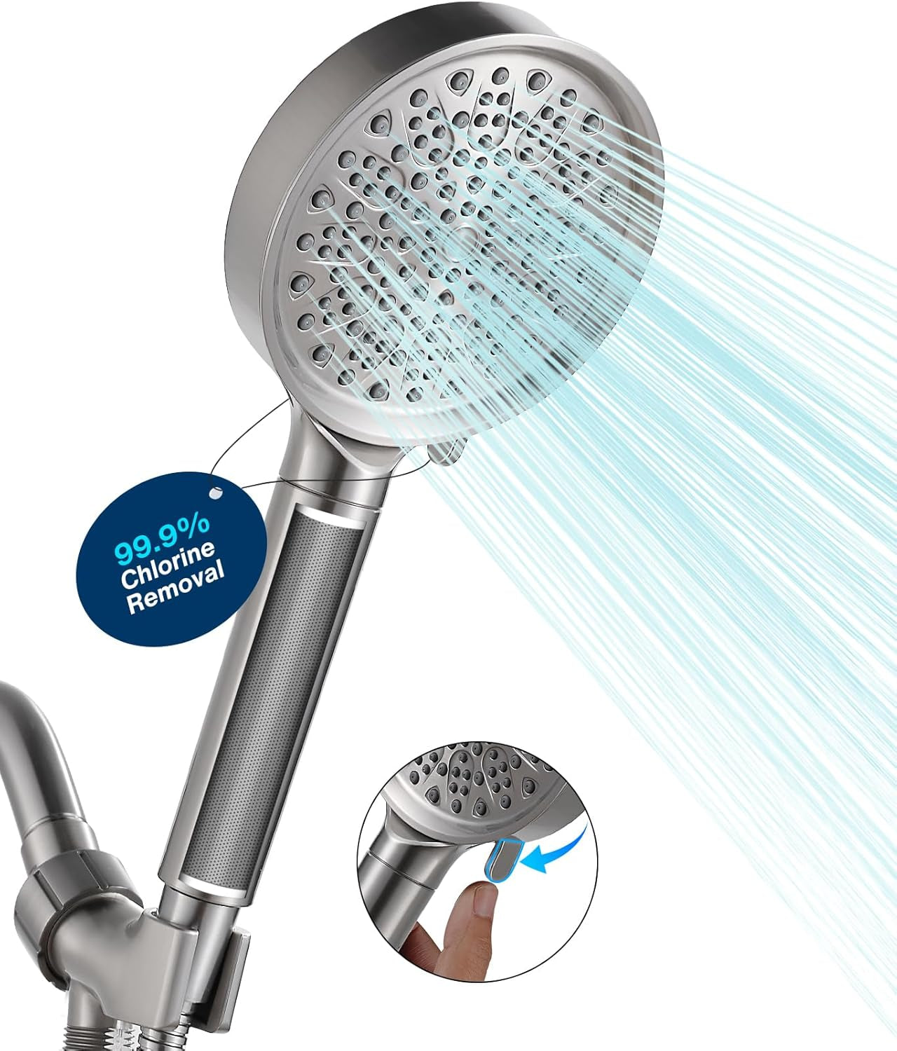 Filtered Shower Head with Handheld, High Pressure 6 Spray Mode Showerhead with Filters, Water Softener Filters Beads for Hard Water - Remove Chlorine - Reduces Dry Itchy Skin, Chrome