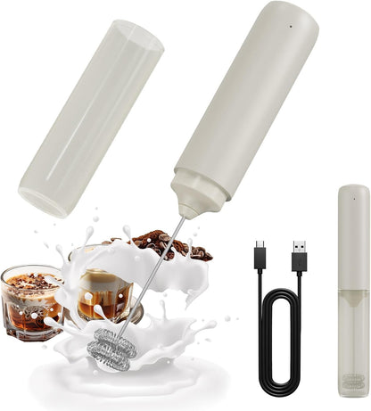 Rechargeable Milk Frother Hanheld, Dual Spring Whisk Electric Coffee Frother, Portable Hand Frother Wand Drink Mixer for Matcha Lattes Cappuccino, Kitchen Gifts, Black