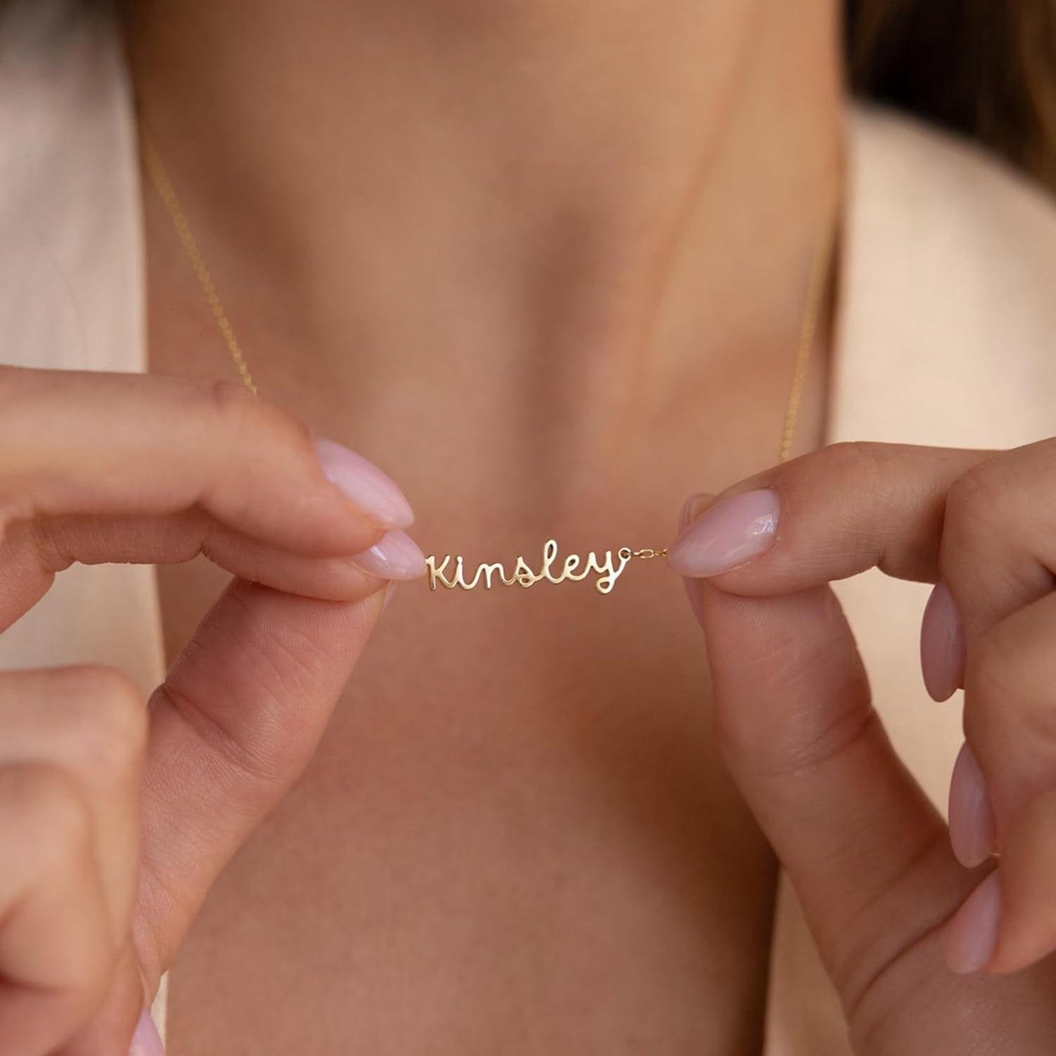 18K Gold Plated Stainless Steel Name Necklace Personalized Custom Name Necklace Customized Nameplate Necklace for Women