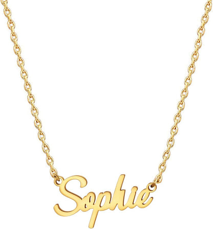 18K Gold Plated Stainless Steel Name Necklace Personalized Custom Name Necklace Customized Nameplate Necklace for Women