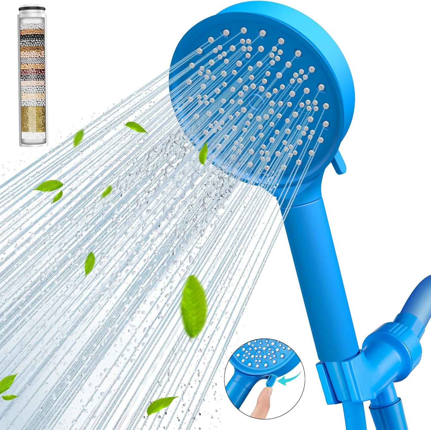 Filtered Shower Head with Handheld, High Pressure 6 Spray Mode Showerhead with Filters, Water Softener Filters Beads for Hard Water - Remove Chlorine - Reduces Dry Itchy Skin, Chrome
