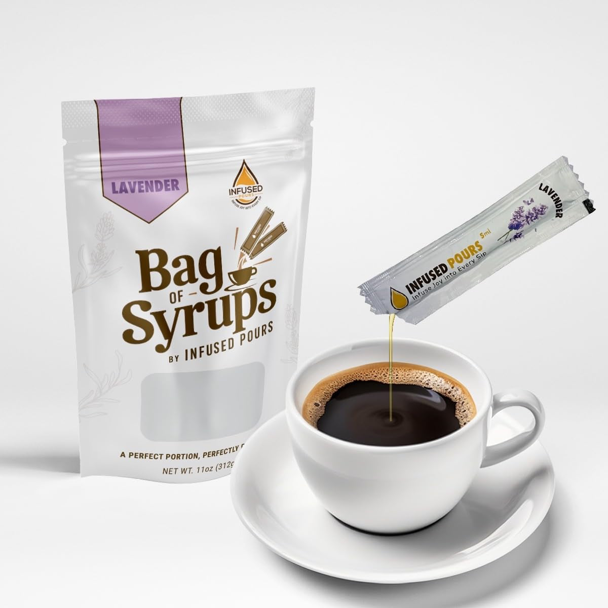 Single Serving Syrup Packets, Variety Pack, for Coffee and Cocktails - Flavors (10 Each): Vanilla, Caramel, Hazelnut - 6Ml Each, 30 Count - Bag of Syrups by
