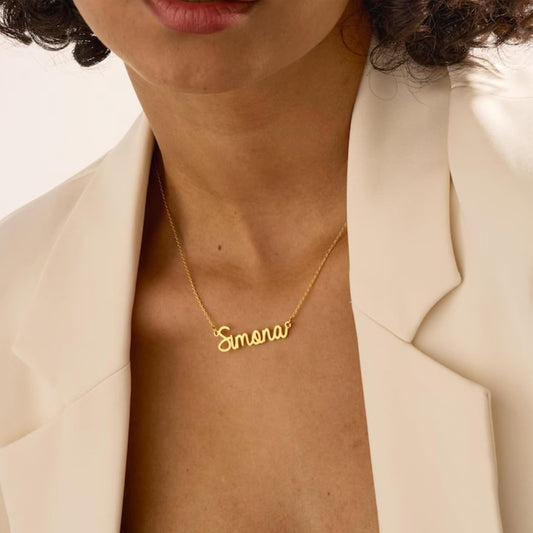 18K Gold Plated Stainless Steel Name Necklace Personalized Custom Name Necklace Customized Nameplate Necklace for Women