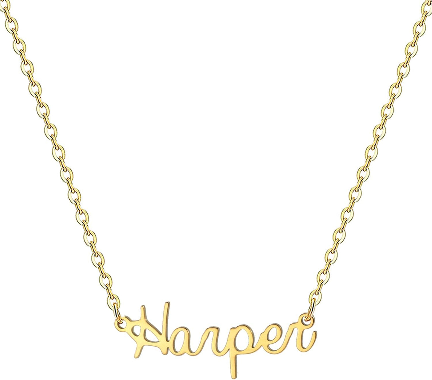 18K Gold Plated Stainless Steel Name Necklace Personalized Custom Name Necklace Customized Nameplate Necklace for Women
