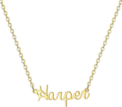18K Gold Plated Stainless Steel Name Necklace Personalized Custom Name Necklace Customized Nameplate Necklace for Women