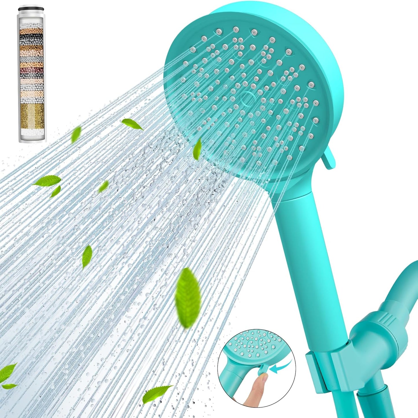 Filtered Shower Head with Handheld, High Pressure 6 Spray Mode Showerhead with Filters, Water Softener Filters Beads for Hard Water - Remove Chlorine - Reduces Dry Itchy Skin, Chrome
