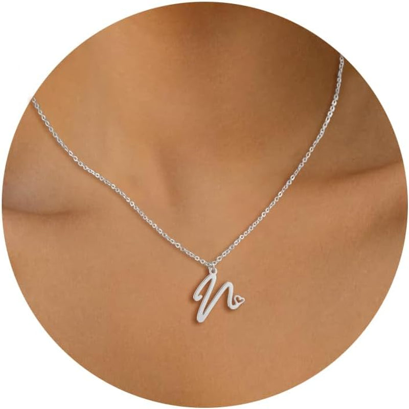 Initial Necklace for Women, Gold Dainty A-Z Letter Pendant with Heart Choker Necklace Jewelery Gifts,Personalized Cute Tiny Initial Pendant Necklace for Girls