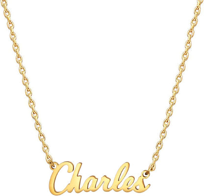 18K Gold Plated Stainless Steel Name Necklace Personalized Custom Name Necklace Customized Nameplate Necklace for Women