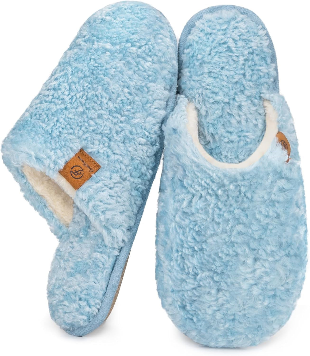 Women'S Fuzzy Slip-On Slippers Warm Cozy Soft Lightweight Memory Foam Indoor House Shoes