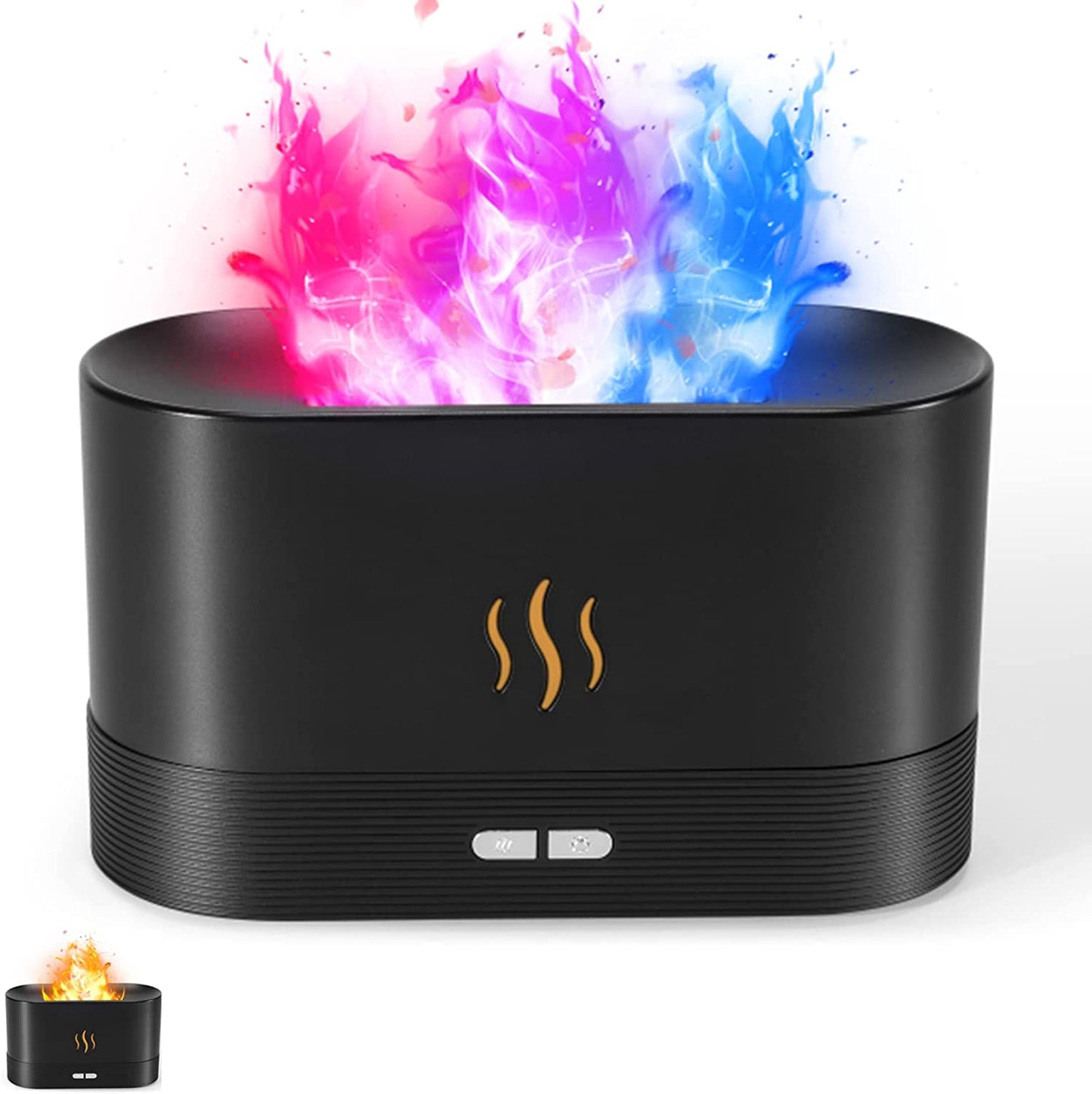Eseential Oil Diffuser, 250Ml Flame Oil Diffuser - Aromatherapy Humidifier, Sound Activated Flame Effect, Rainbow Flame, Music Sync, Remote Control - Perfect for Bedroom Home Office Yoga (Black)