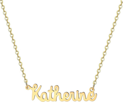 18K Gold Plated Stainless Steel Name Necklace Personalized Custom Name Necklace Customized Nameplate Necklace for Women