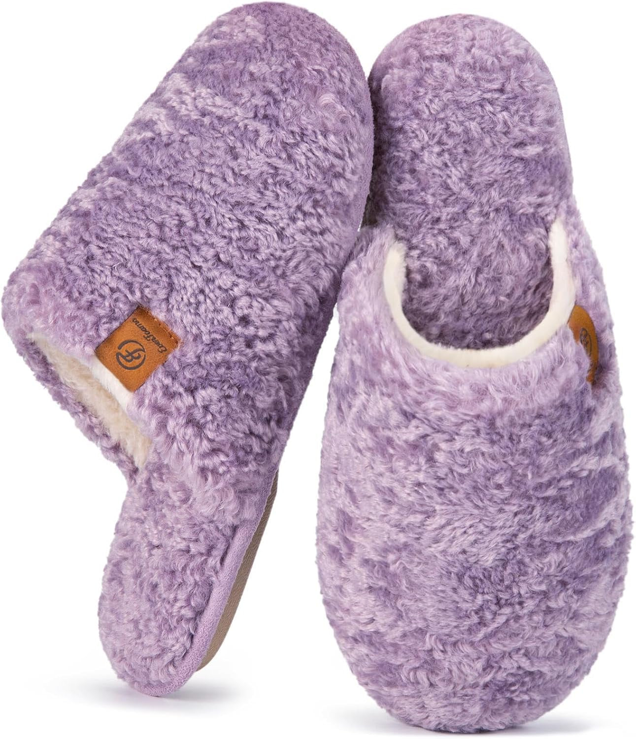 Women'S Fuzzy Slip-On Slippers Warm Cozy Soft Lightweight Memory Foam Indoor House Shoes