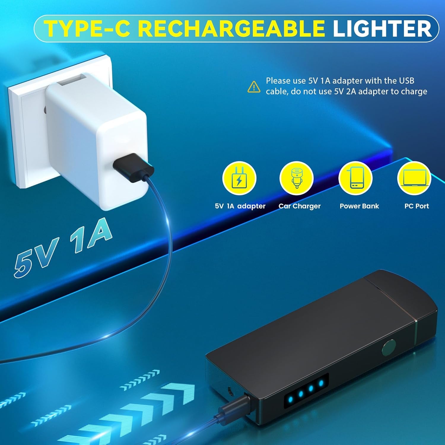 Gifts for Men Dad Him, Electric Lighter USB Rechargeable Windproof Flameless Dual Arc Plasma Lighter for Household Candle Incense Fireplace (Black)