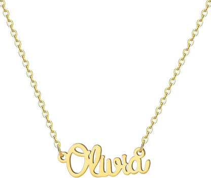 18K Gold Plated Stainless Steel Name Necklace Personalized Custom Name Necklace Customized Nameplate Necklace for Women