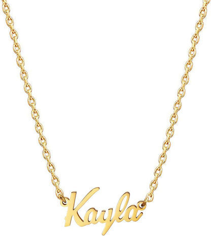 18K Gold Plated Stainless Steel Name Necklace Personalized Custom Name Necklace Customized Nameplate Necklace for Women