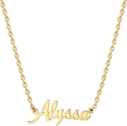 18K Gold Plated Stainless Steel Name Necklace Personalized Custom Name Necklace Customized Nameplate Necklace for Women