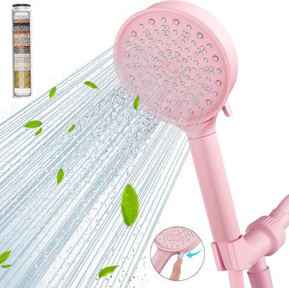 Filtered Shower Head with Handheld, High Pressure 6 Spray Mode Showerhead with Filters, Water Softener Filters Beads for Hard Water - Remove Chlorine - Reduces Dry Itchy Skin, Chrome
